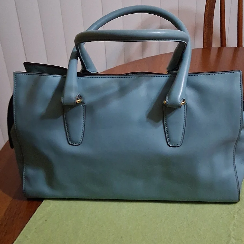 Coach Chelsea Carryall Elegant Robin Egg Blue Leather Satchel Bag - Picture 3 of 11